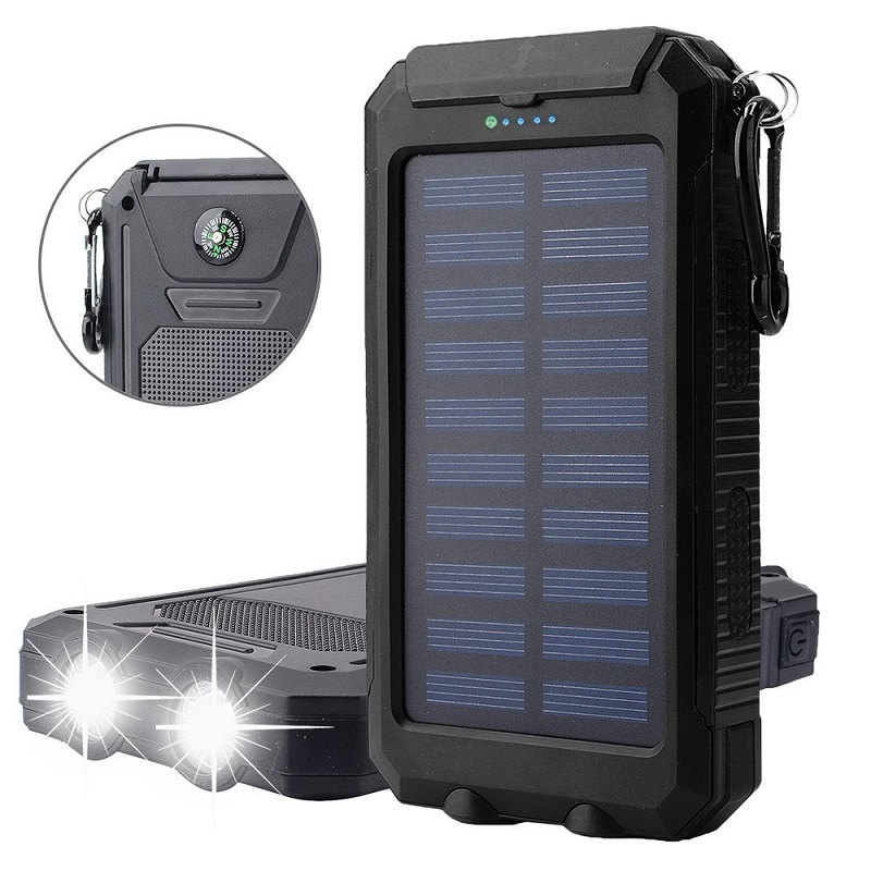 Speed S1001 Solární Powerbank 10000 mAh, bílá, 2x LED