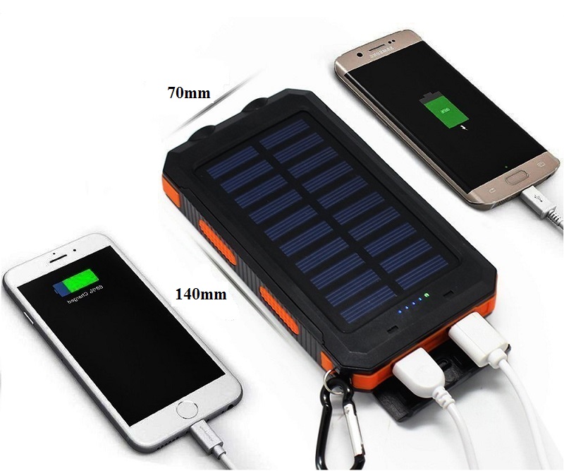 Speed S1004 Solární Powerbank 10000 mAh, oranžová, 2x LED