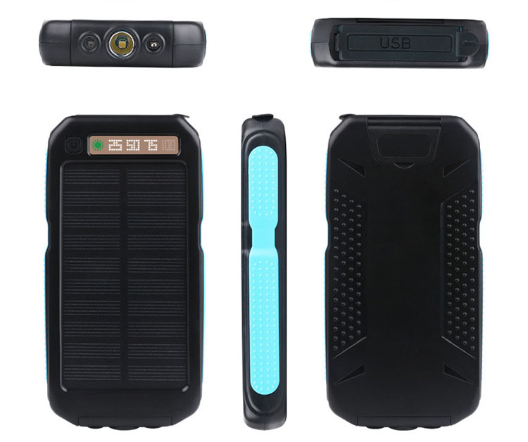 Speed S1032 Solární Powerbank 10000 mAh, černá, 3x LED