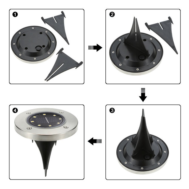 Solar 2481 Solární světlo vestavné nerez čistá bílá set 4 kusy