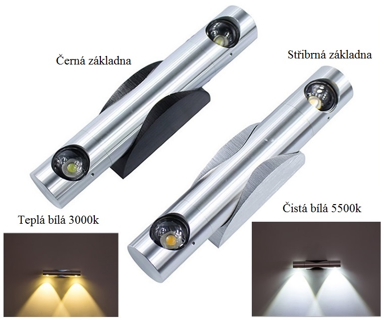LED Light N2322 nástěnné svítidlo, bodové, 2x3W, teplá bílá 3000K