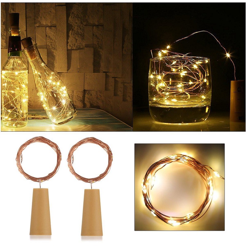 Solární světelná zátka 2metry/20LED teplá bílá 