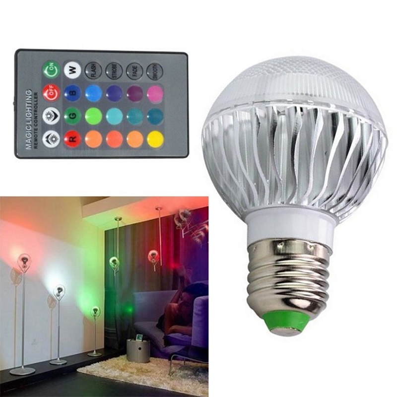 Barevná LED žárovka E27 4W RGB