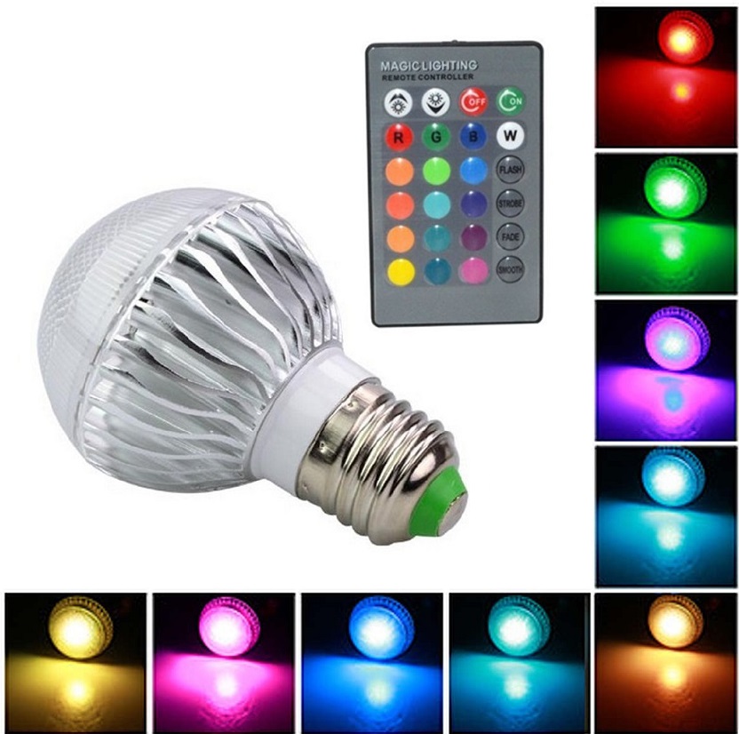 Barevná LED žárovka E27 4W RGB