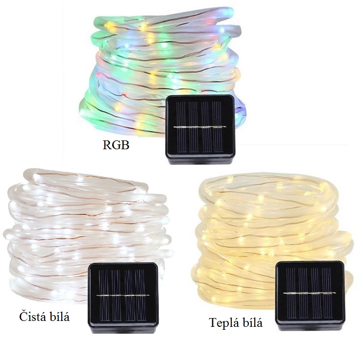 Solar SS12/T Solární světelný had teplá bílá, 100LED/12M
