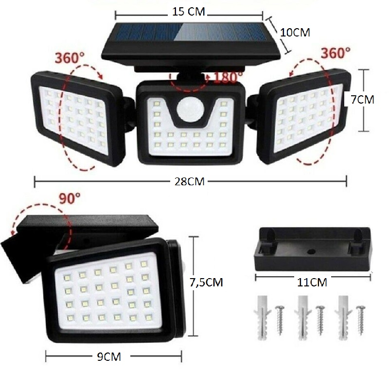 Solar 74/2 Solární LED světlo s PIR čidlem pohybu set 2 kusů