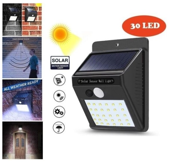 Solar SN30/2 Solární světlo s PIR čidlem pohybu 30x LED set 2 kusy