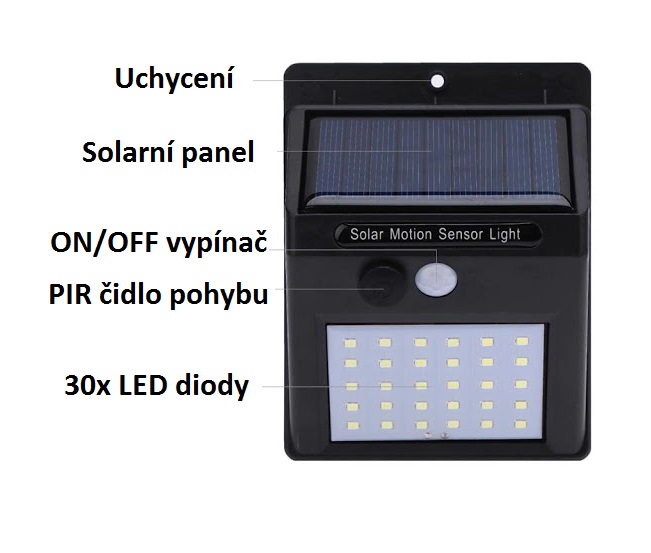 Solar 530 Solární světlo s PIR čidlem pohybu 30 LED
