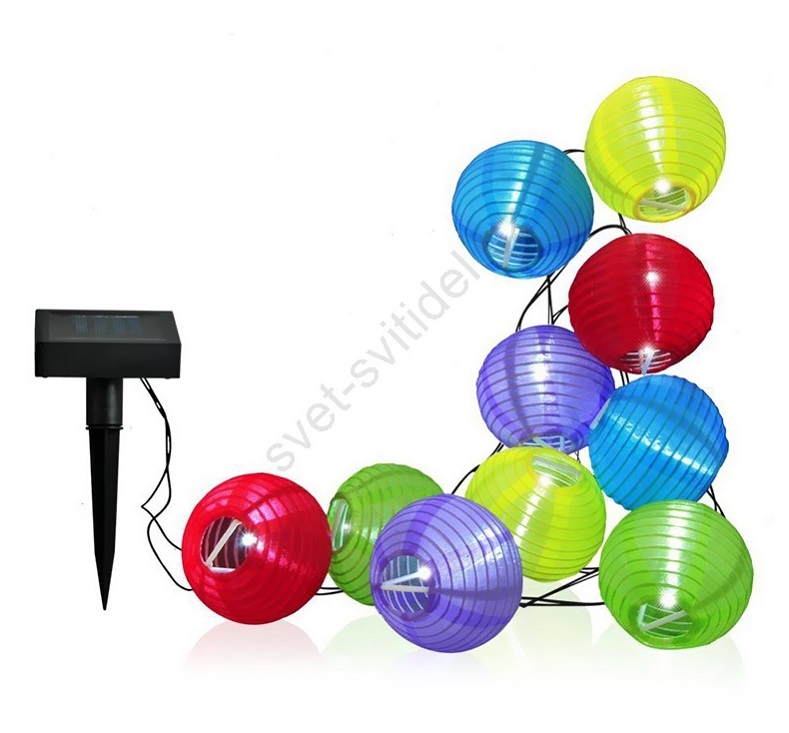 Solar 15/10 Solární vánoční řetěz lampiony, 1,5 metru 10x LED