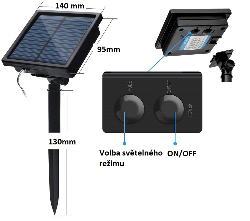 Solar SS22/R Solární světelný had RGB, 200LED/20M
