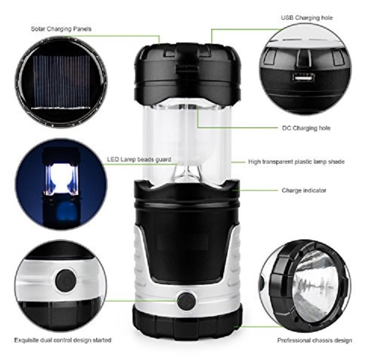 Solar S7088B Solární osvětlení 1W USB černá