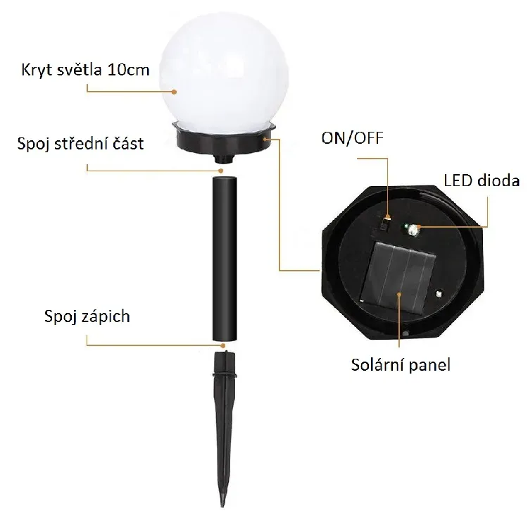 SOLAR Z01/4 Solární lampa zápich set 4 kusů