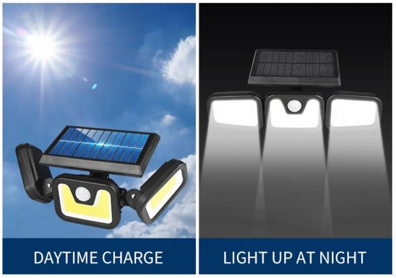 Solar 100/74/2 Solární LED světlo s PIR čidlem pohybu 100x LED COB set 2 kusů