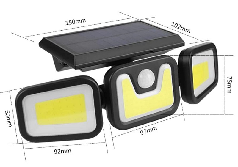 Solar P100/74 Solární LED světlo s PIR čidlem pohybu 100x LED COB 