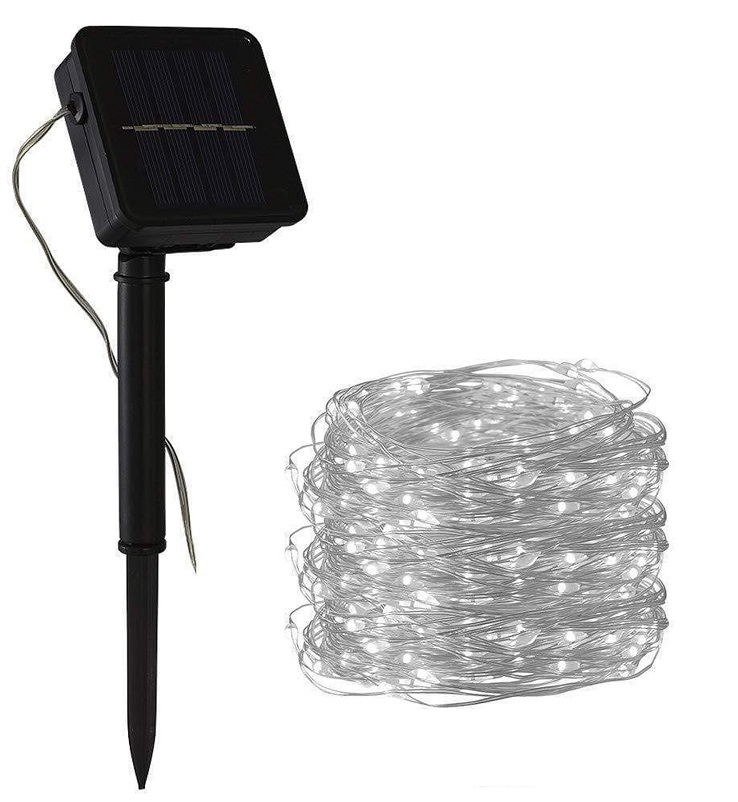 Solar-12/01 Solární vánoční osvětlení flexibilní drát 10 metrů 100x LED čistá bílá