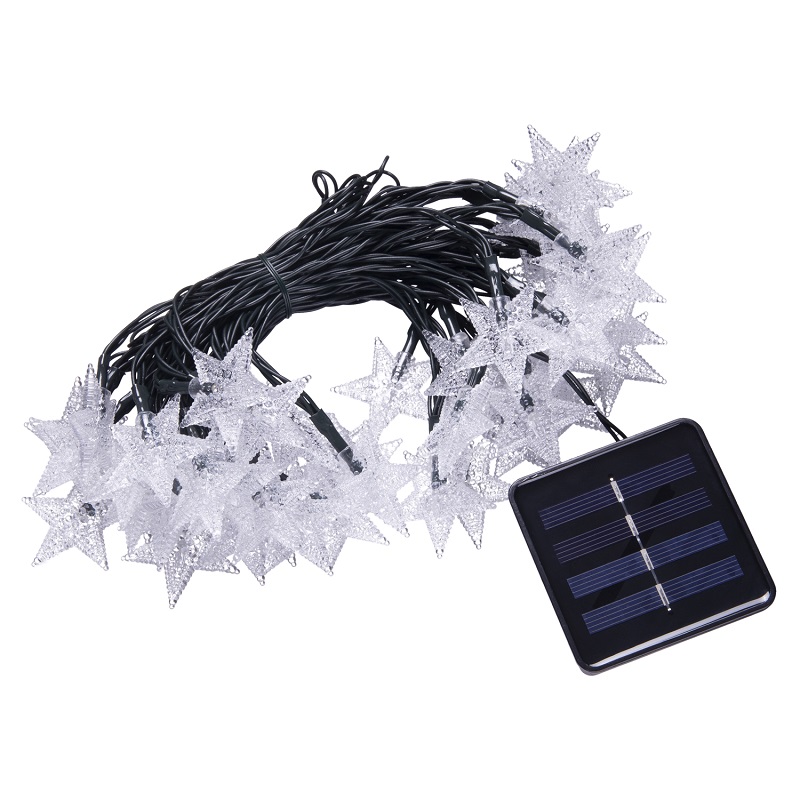 Solar H/62 Solární vánoční řetěz teplá bílá, 30LED hvězda/6Metrů