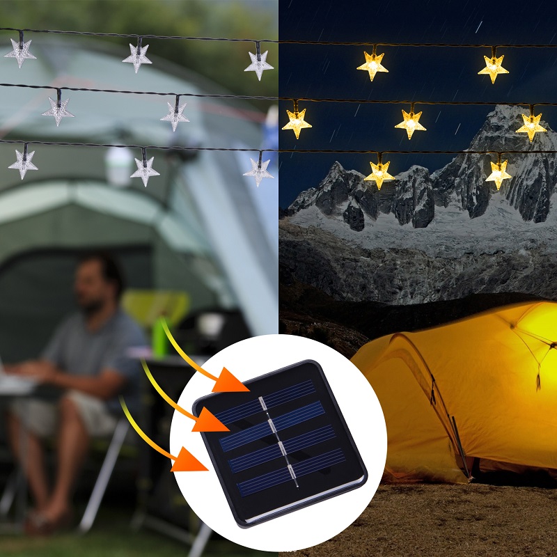 Solar H/62M Solární světelný řetěz hvězda teplá bílá, 30LED/6 Metrů