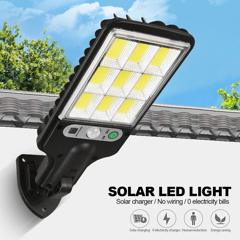 Solar S9/2 Solární světlo s PIR čidlem pohybu 9x LED COB dálkový ovladač set 2 kusů