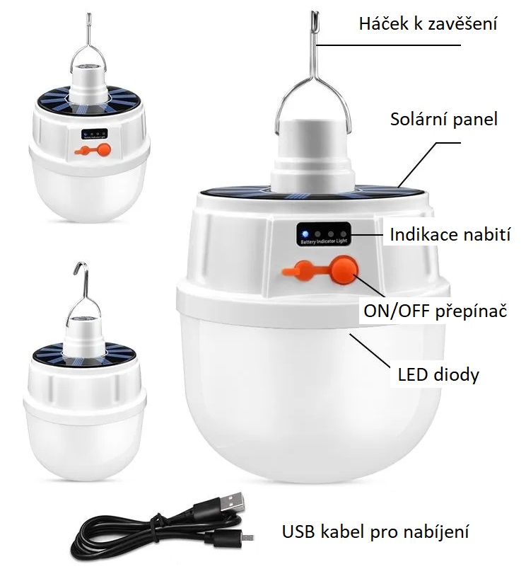 Solar SP04 Solární žárovka 24x LED