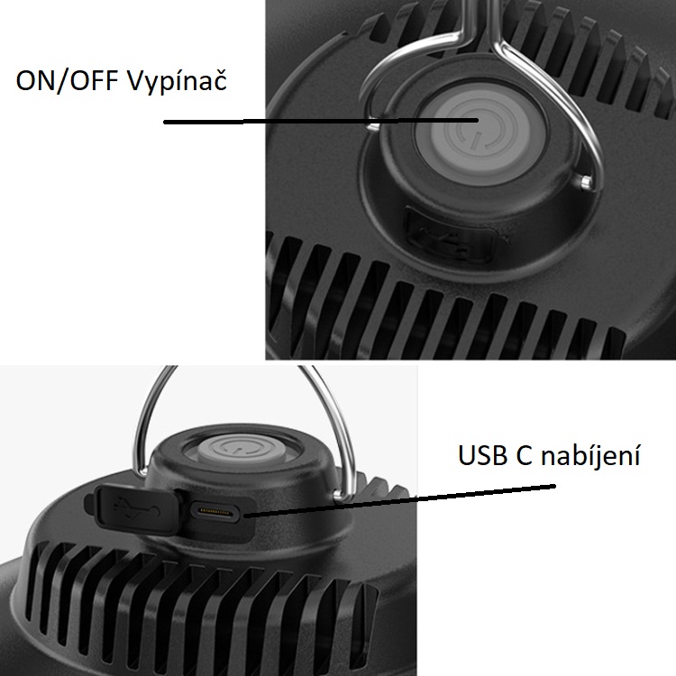 Pronett 1364 Závěsná LED lampa na zahradu 1200mAh, IP44, černá