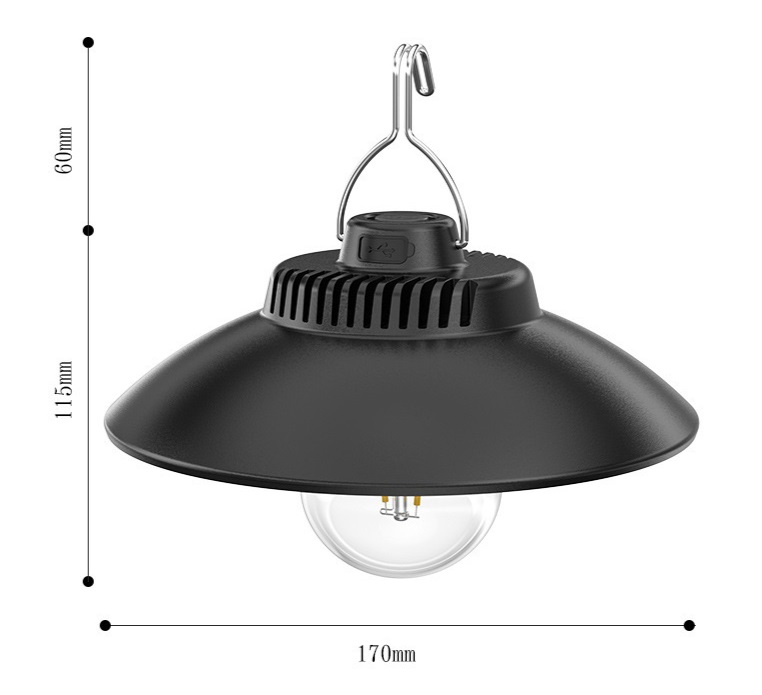 Pronett 1364 Závěsná LED lampa na zahradu 1200mAh, IP44, černá