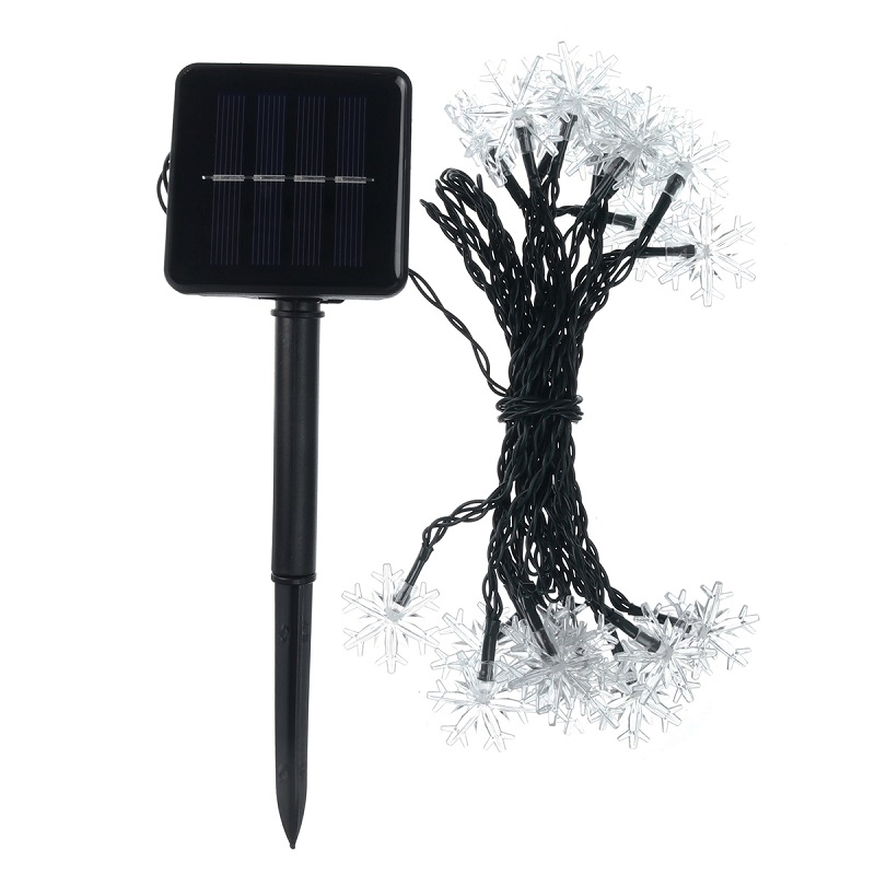 Solar V/52 Solární vánoční řetěz teplá bílá, 30LED vločka/6,5Metrů