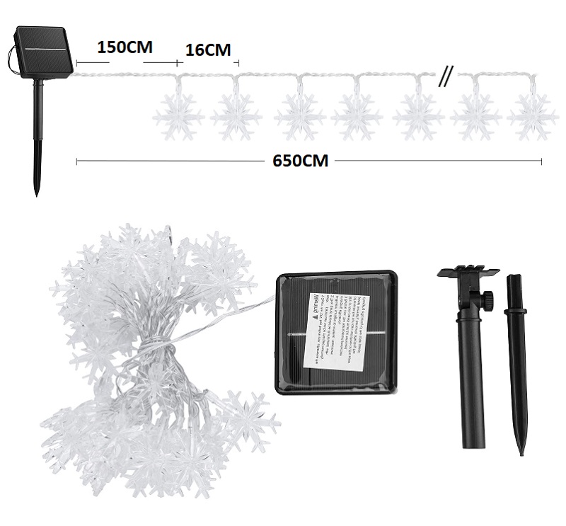 Solar V/52 Solární vánoční řetěz teplá bílá, 30LED vločka/6,5Metrů
