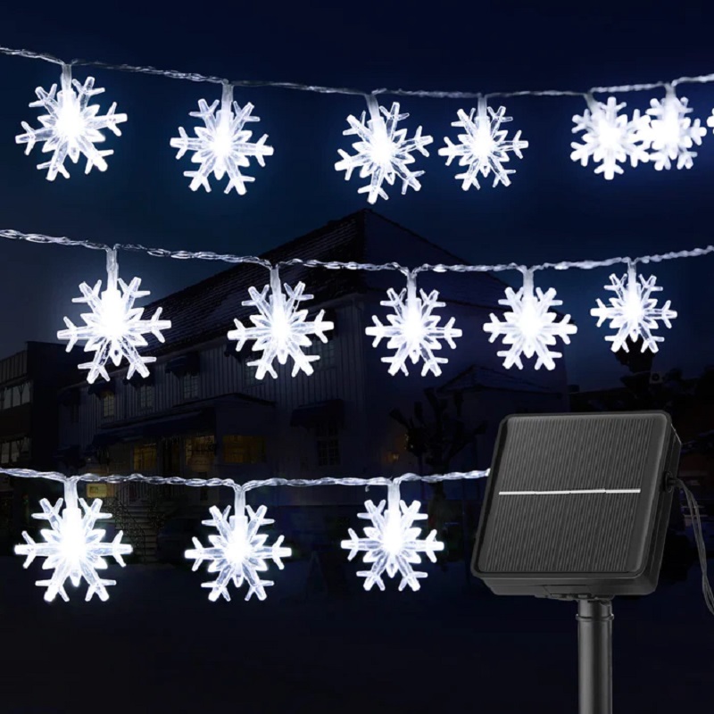 Solar SV/51M Solární světelný řetěz vločka čistá bílá, 30LED/6,5 Metrů