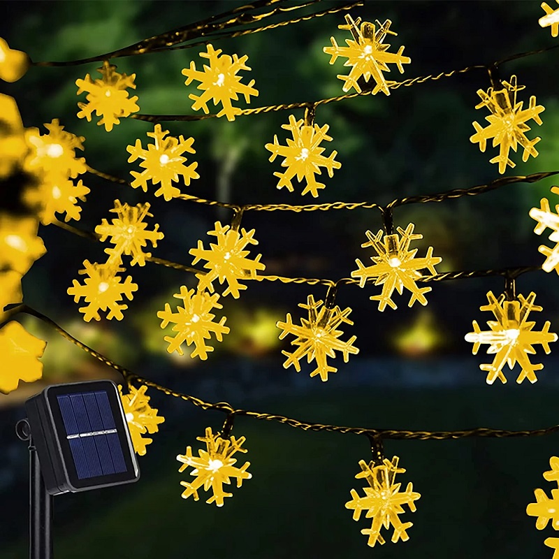 Solar SV/52M Solární světelný řetěz vločka teplá bílá, 30LED/6,5 Metrů