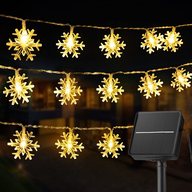 Solar SV/52M Solární světelný řetěz vločka teplá bílá, 30LED/6,5 Metrů