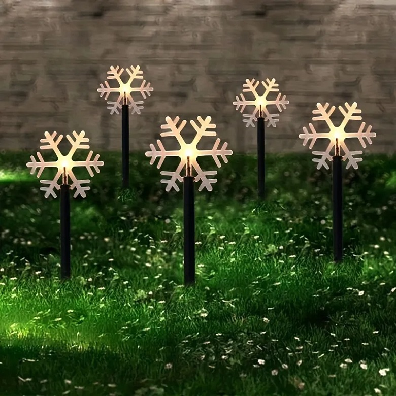 Solar Z25, Solární zapichovací sněhové vločky teplá bílá