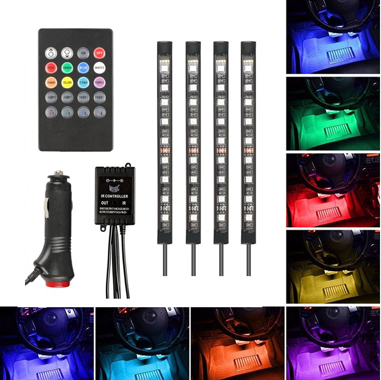 Lighting 4/9 LED osvětlení interiéru auta RGB 4x17cm