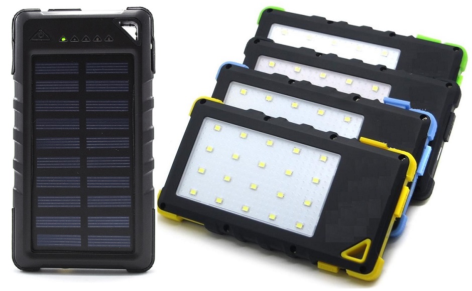 Speed S1010 Solární Powerbank 8000 mAh, černá, s LED lampou