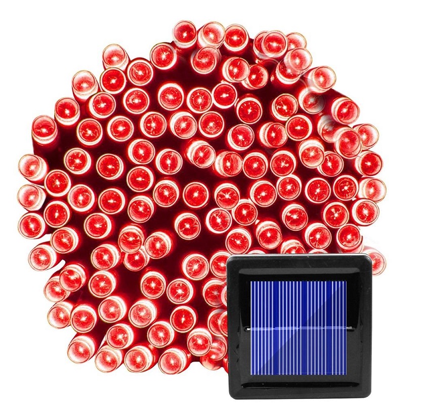 Solar 105/12 Solární vánoční řetěz - červená, 100LED/12Metrů