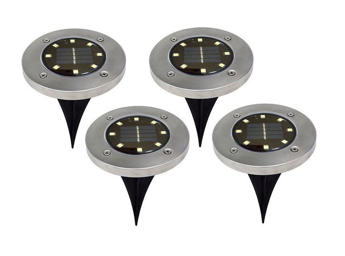 Solar SZ82/4 Solární zahradní zápustné svítidlo 8x LED teplá bílá 4 kusy