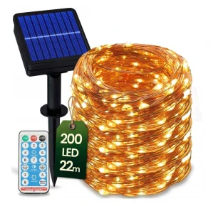 Solar 222/H2 Solární vánoční řetez - teplá bílá, 200LED/20Metrů dálkový ovladač