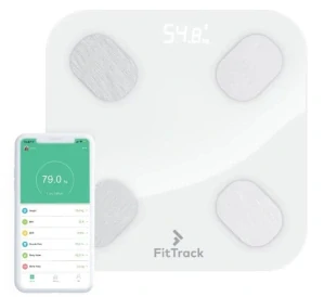 Digitální váha FitTrack Dara Smart BMI Skleněná koupelnová váha s Bluetooth