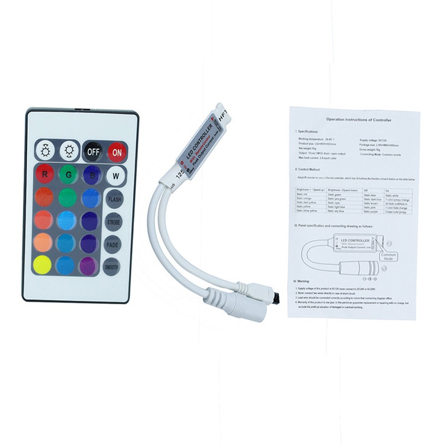 IR ovladač a přijímač k RGB LED pásku - 24 tlačítek mini