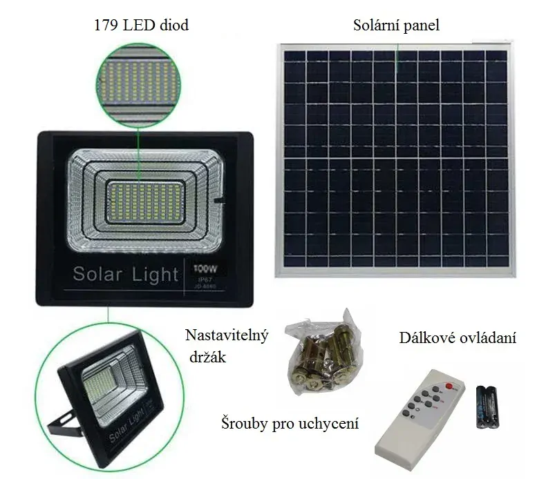 Solar-179 Solární světelný systém 100W, dálkový ovladač