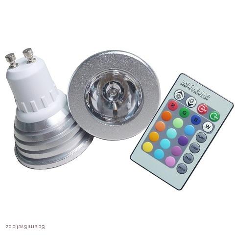 RGB LED žárovka GU10 3W color + dálk.ovládání