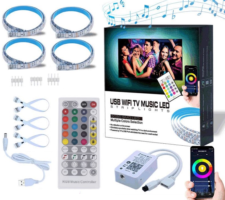 Lighting USB02TV LED pásek Wifi USB TV SMD5050 12W RGB music 4x0,5metru 