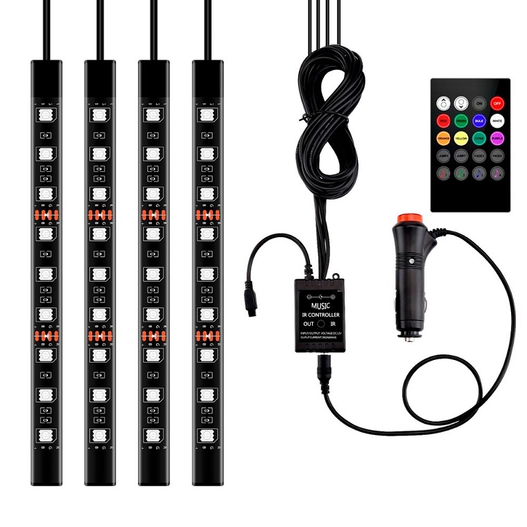 Lighting 4/9 LED osvětlení interiéru auta RGB 4x17cm