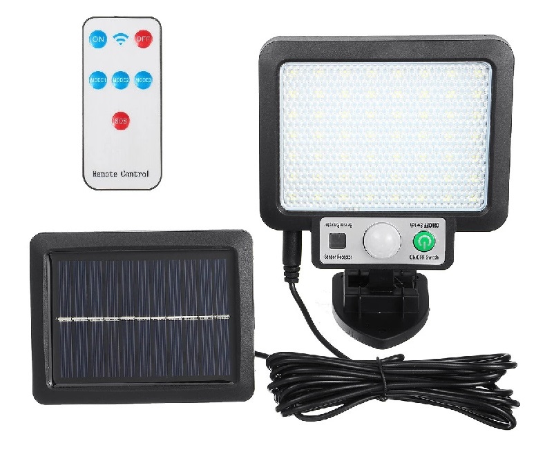 Solar 66/DO Solární světlo PIR čidlo pohybu 56 LED dálkový ovladač