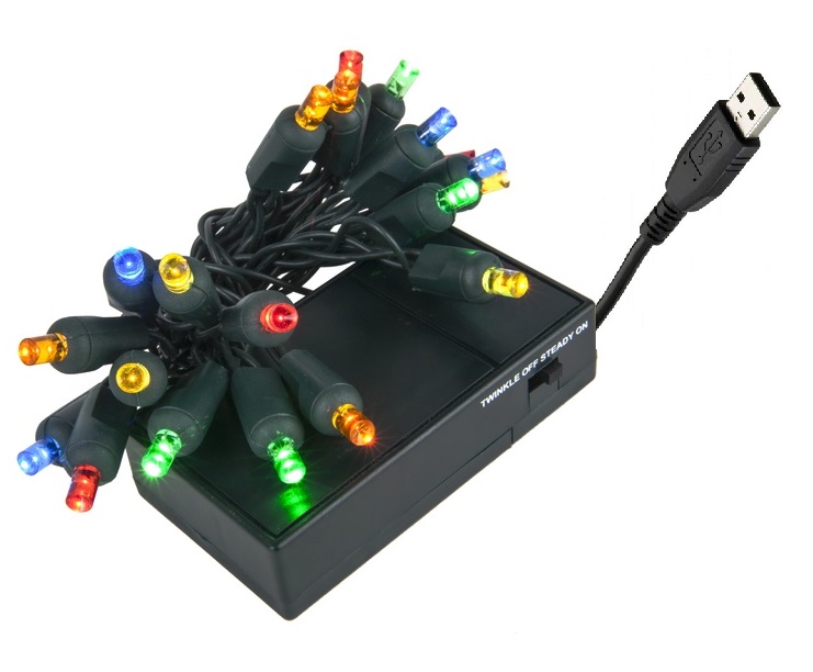 BB03 Světelný řetěz na baterie USB 6 metrů 50x LED RGB