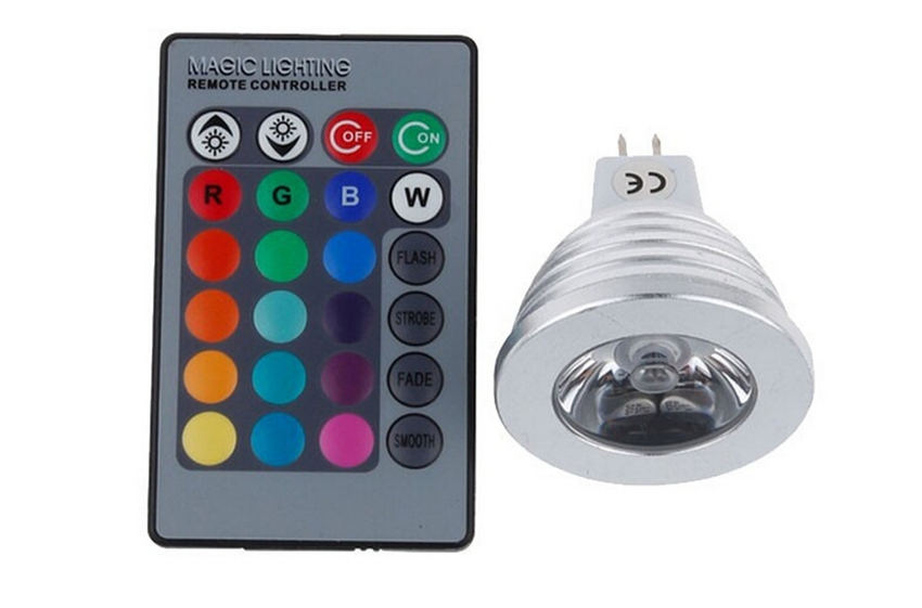 LED MR16 12V - 3W RGB color + dálk.ovl.