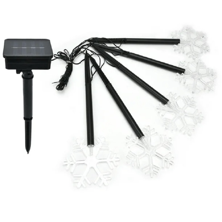 Solar V/15 Solární vánoční řetěz čistá bílá, 5LED vločka/2,6Metrů