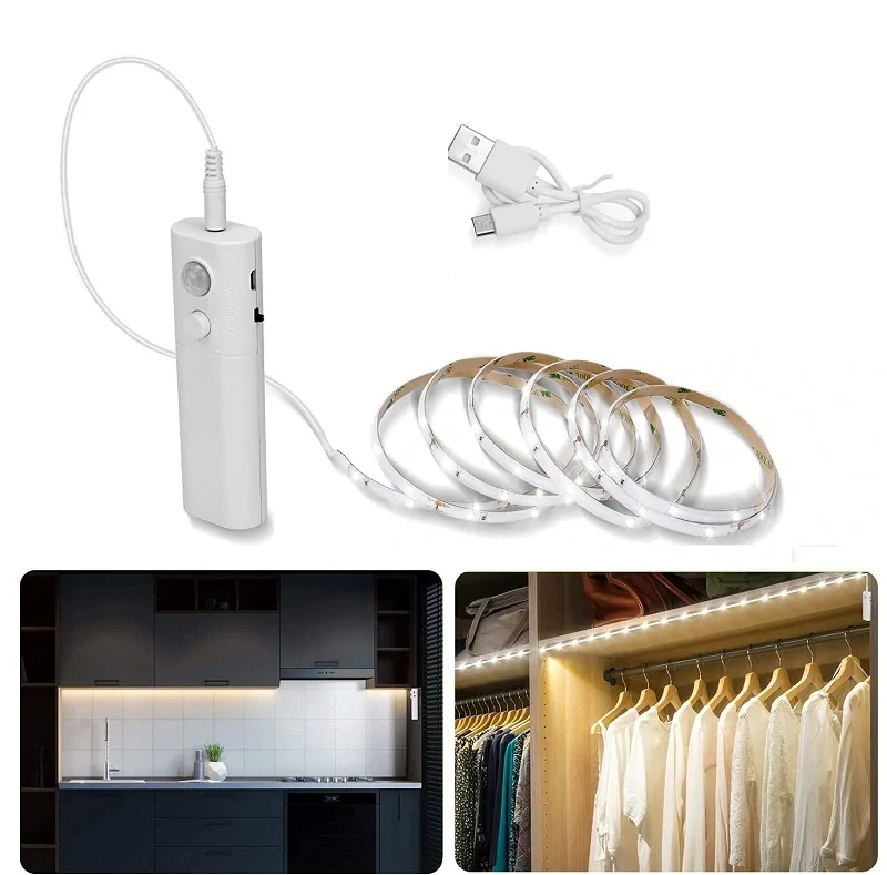 B2/2M LED pásek pohybový senzor teplá bílá baterie 2 metry