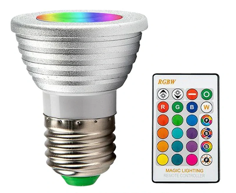 RGB LED žárovka E27 5W RGB s dálkovým ovladačem