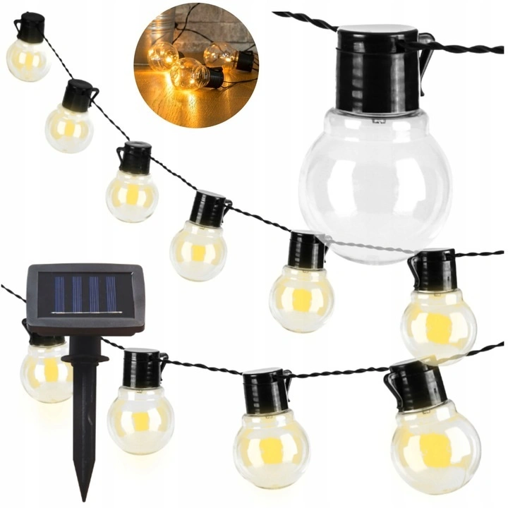 Solar 3/10 Solární vánoční řetěz teplá bílá, 10xLED COB 3 metry
