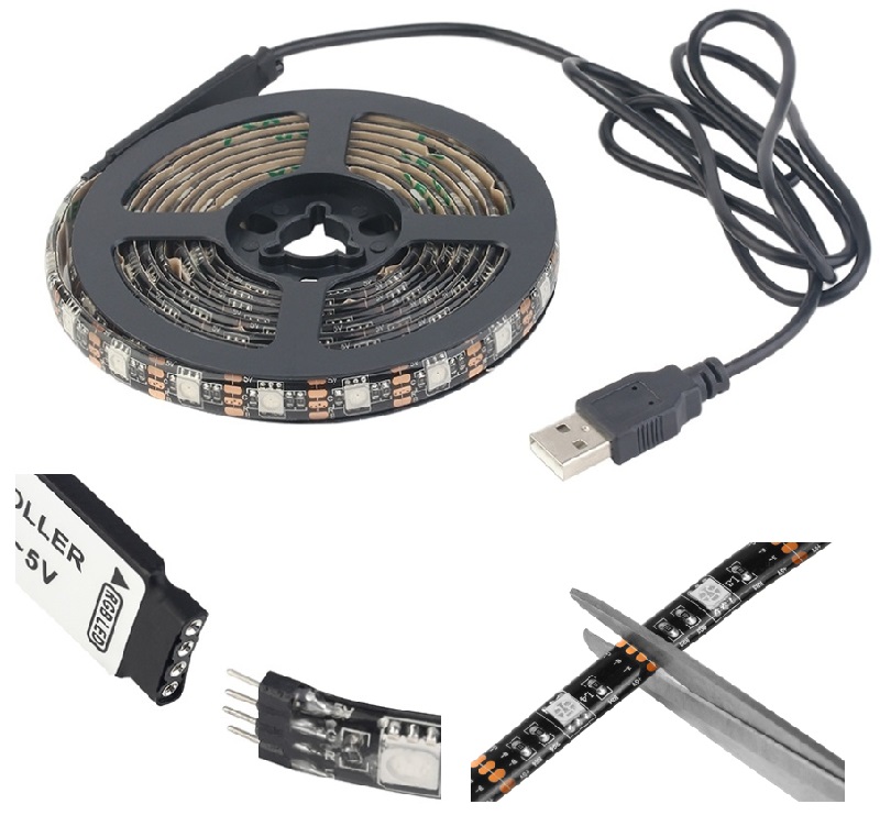 Lighting USB5584 LED pásek USB SMD5050 RGB 4 metry IP65